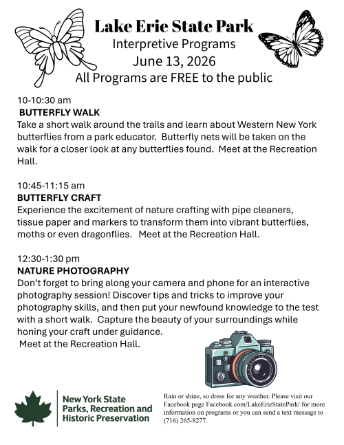 Lake Erie State Park June 13 Programs