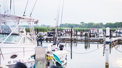 Fishing boats in Chadwick Bay on Lake Erie
