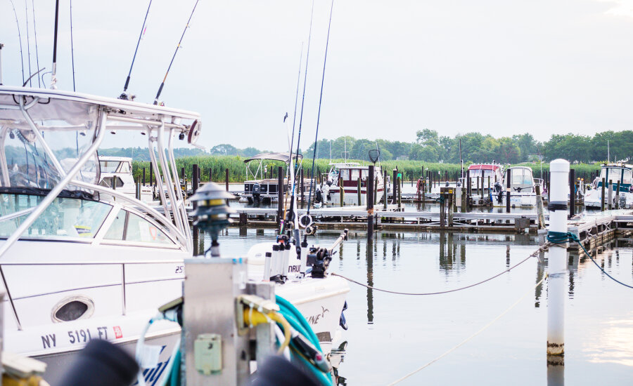 Fishing boats in Chadwick Bay on Lake Erie