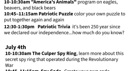 Lake Erie State Park July 2 programs
