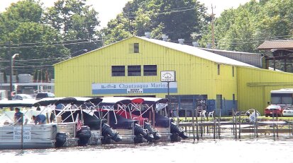 Chautauqua Marina with pontoon boats