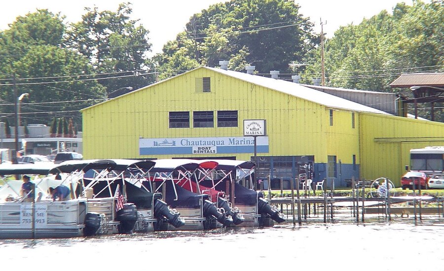 Chautauqua Marina with pontoon boats