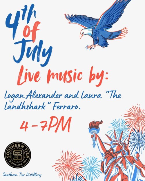 4th of July Live music by Logan Alexander and Laura The Landshark Ferraro Southern Tier Distilling Co