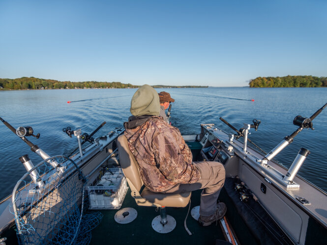 Two Anglers in a Fishing Boat on Chautauqua Lake