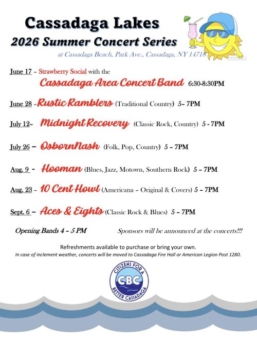 Cassadaga Lakes 2026 Summer Concert Series
