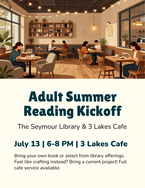 Adult Summer Reading Kick Off 3 Lakes Cafe