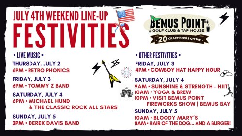 July 4th Weekend 2026 Bemus Point Golf Club and Tap House