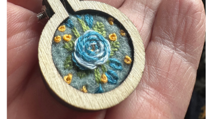 Embroidered Floral Pendant March 27