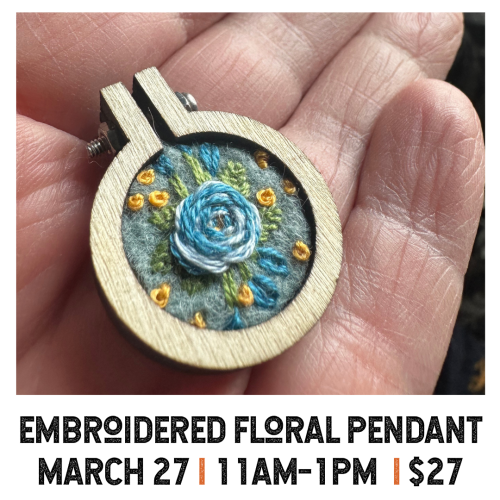 Embroidered Floral Pendant March 27