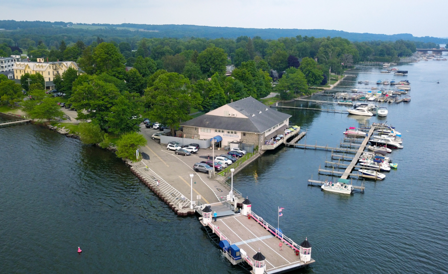 Village Casino with Bemus Point Stow Ferry and docks on Chautauqua Lake