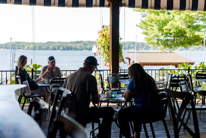 Outdoor dining at EBC in Bemus Point