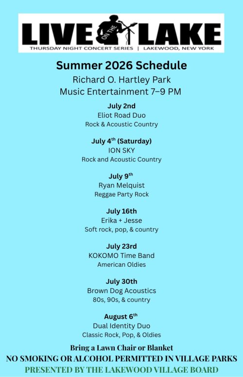 Live on the Lake 2026 Concert Schedule