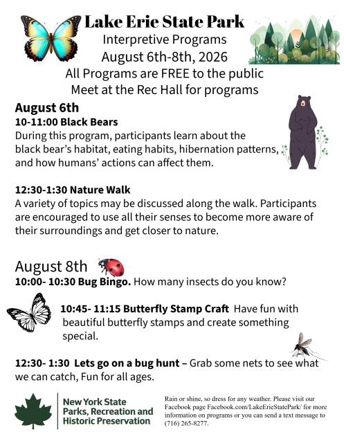Lake Erie State Park Interpretive Programs August 6-8