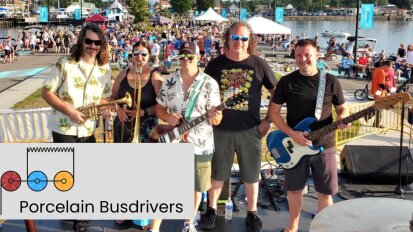 Porcelain Busdrivers band photo with logo