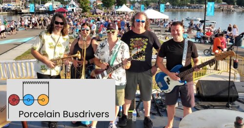 Porcelain Busdrivers band photo with logo