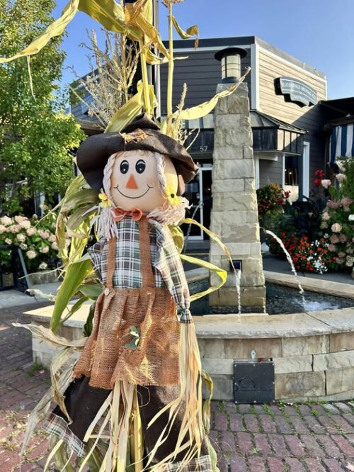 Bemus Point Fall Fest scarecrow in from of Ellicottville Brewing on  Chautauqua