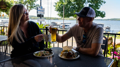 Dining outside at Ellicottville Brewing on Chautauqua
