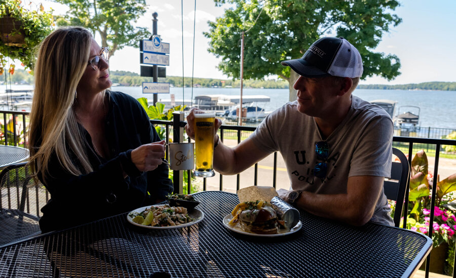 Dining outside at Ellicottville Brewing on Chautauqua