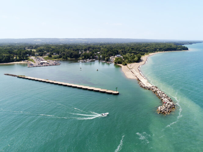 Aerial Photo of Barcelona Harbor on Lake Erie, New York