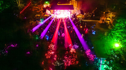 Great Blue Heron Music Festival lightshow and crowd