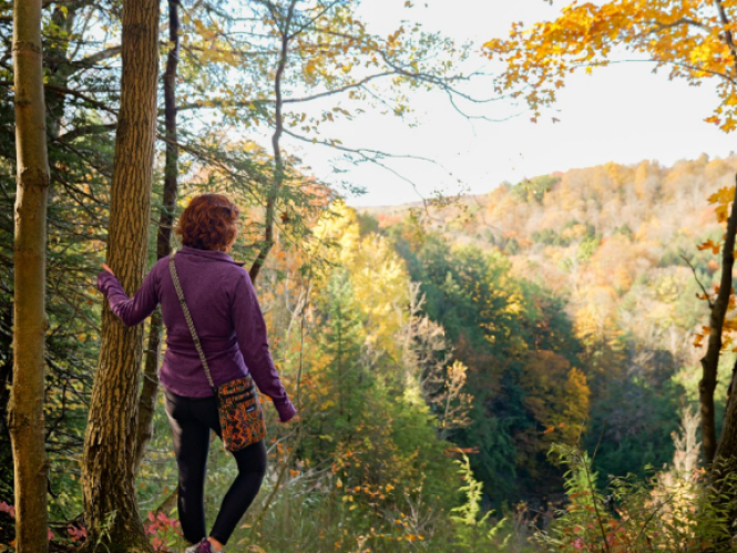 woman fall hiking