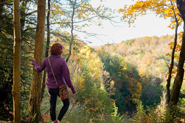 woman fall hiking