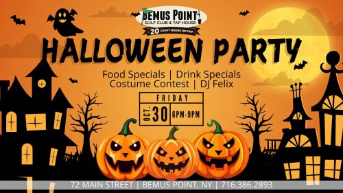Halloween Party at Bemus Point Golf Club and Tap House October 30 2026