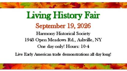 Living History Fair September 19 Harmony Living History Fair