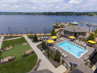 Chautauqua Harbor Hotel outdoor pool and Chautauqua Lake