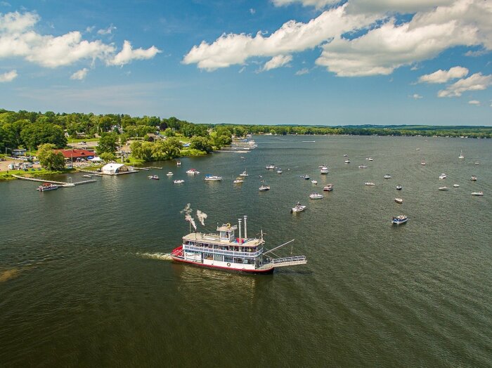 Mayville New York Chautauqua Belle and boats on Chautauqua Lake