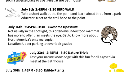 Long Point State Park July Programs