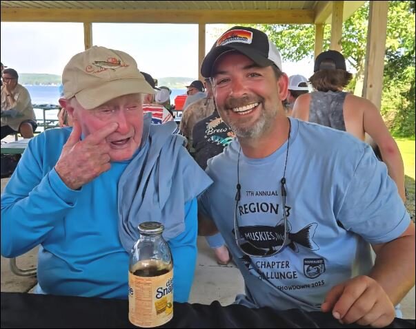Nationally renowned musky lure builders Bill Crane (L) and Zach Baker