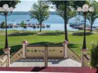 Athenaeum Hotel porch view of Chautauqua Lake