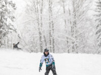 Snowboarders on slope at Peek'n Peak Resort