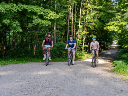 Young Men Cycling on Trail in Chautauqua County