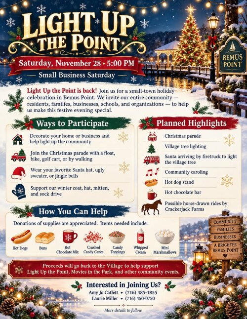 Light Up the Point November 28 Bemus Point