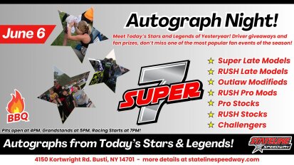 Autograph Night June 6 Stateline Speedway