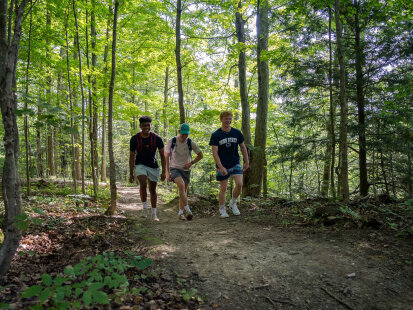 Young Men Hiking on Trail in Chautauqua County