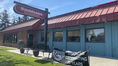 DINE Davidson's Family Restaurant exterior celebrating 70 years