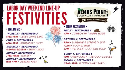 Labor Day Weekend 2026 Bemus Point Golf Club and Tap House