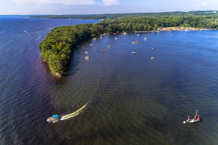 Long Point State Park on Chautauqua Lake from above