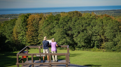Luensman Overlook people standing on platform looking at lake erie