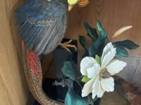 Ralph Sandquist bird carving with sign