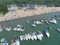Boats hanging out at Sunset Bay on Lake Erie